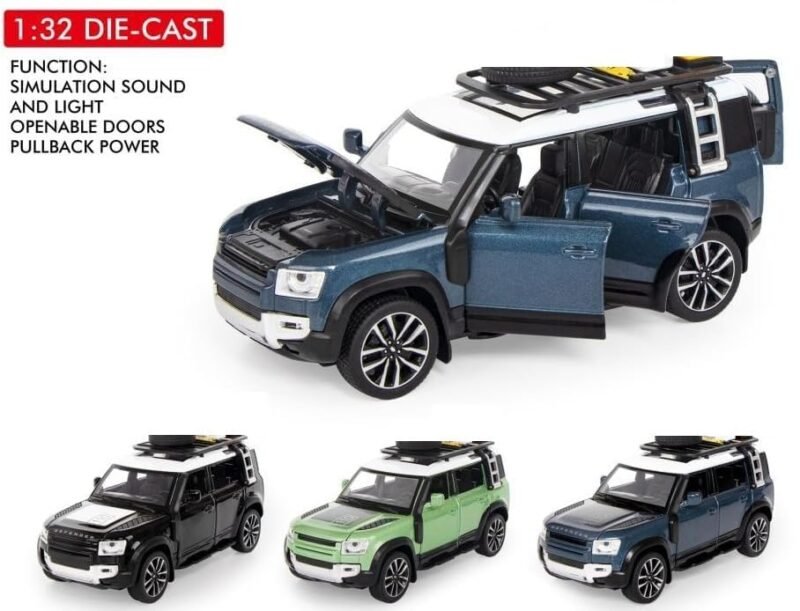 Dsaon Range Rover Defender 1:32 Scale Model Car Exclusive Alloy Metal Pull Back Die-cast Car Metal Pullback Toy car with Openable Doors & Light Music Best Gifts Toys Kids - Image 3