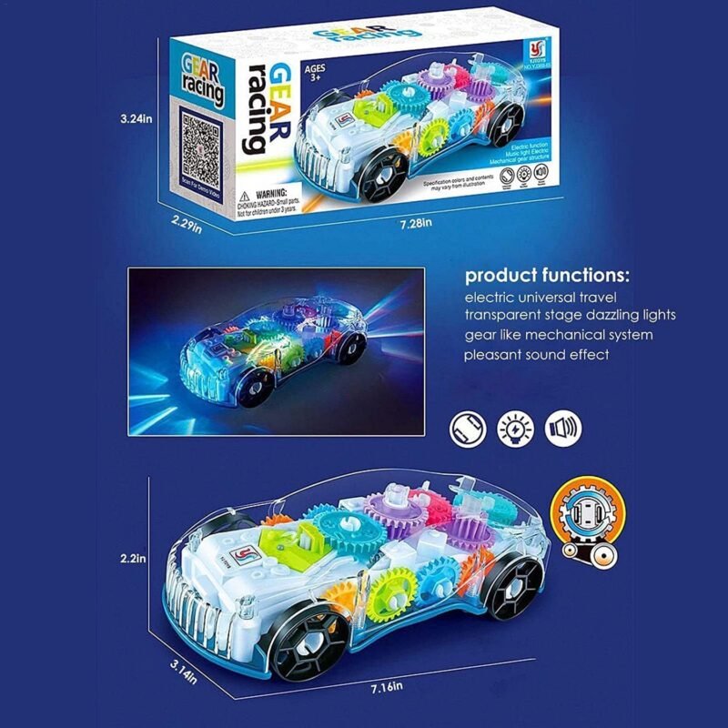 Dsaon 3D Baby Car Toy with 360 Degree Rotation, Gear Simulation Mechanical Car with Sound Music & Light Toys for Kids Boys & Girls, Multicolor - Image 2